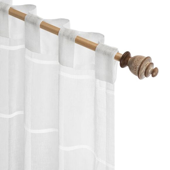 Ricardo Horizon Stripe Rod Pocket w/Back Tabs Panel 55x96 White - Picture 2 of 3